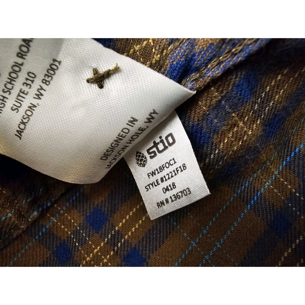 Stio Plaid Flannel Shirt Women’s Size Medium Green Tartan Cotton Button Up - Picture 10 of 10